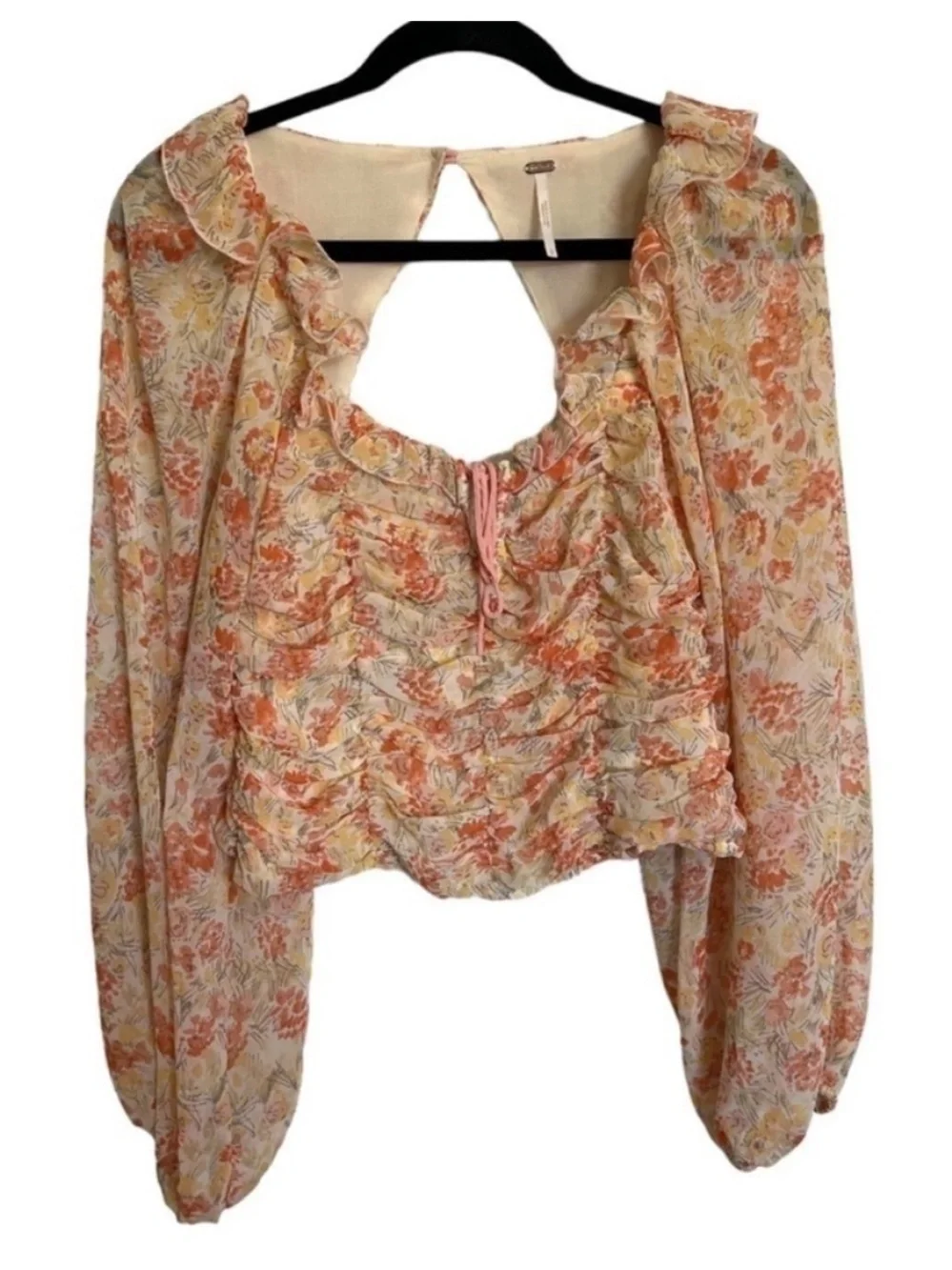 Free People Mabel Printed Blouse Spring Combo Floral Smocked Boho Top